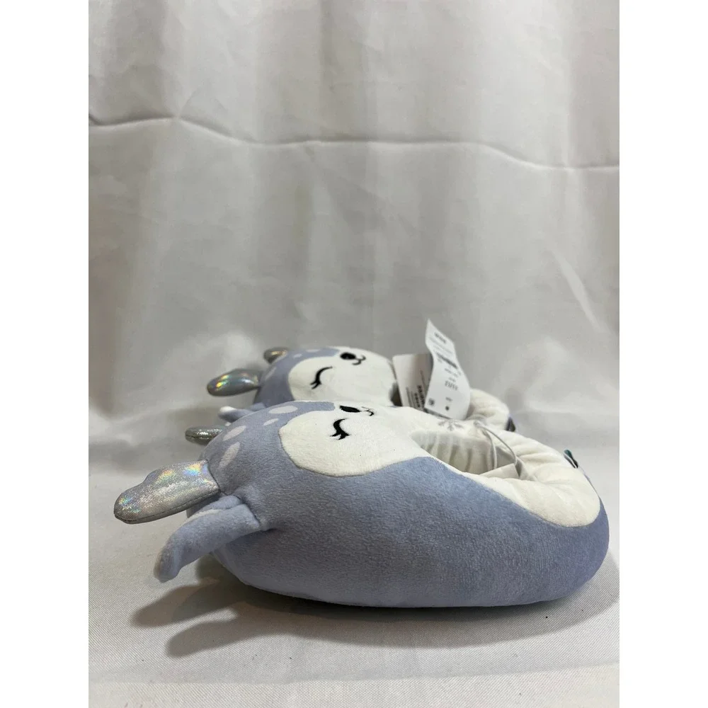 Squishmallows‎ Blue Deer Plush Slippers Iridescent Antlers Size 11/12 NWT